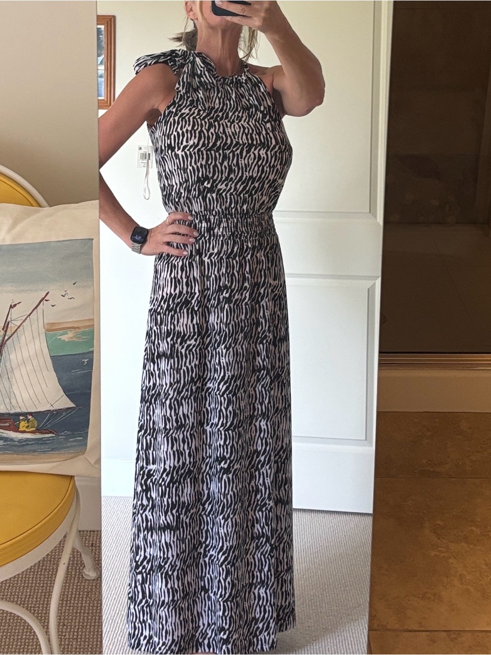 NWT Sleeveless Zebra Print Maxi Dress in Black and White